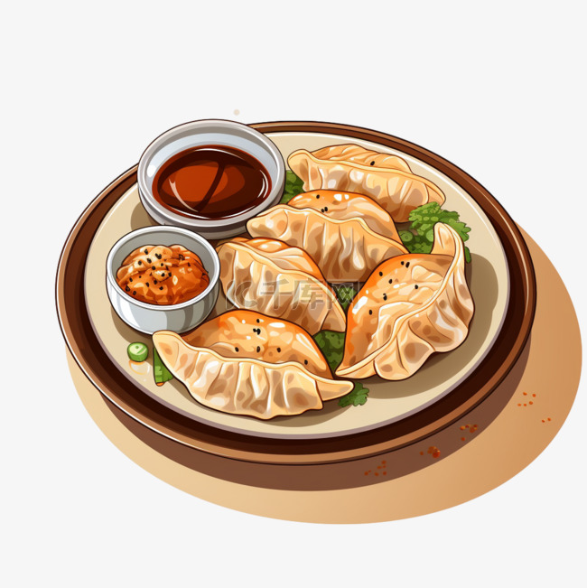 卡通饺子水饺扁平风格美食美味充