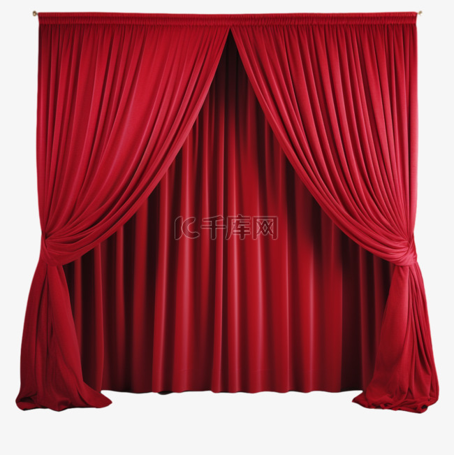 红窗帘舞台厚实幕布AI免扣装饰