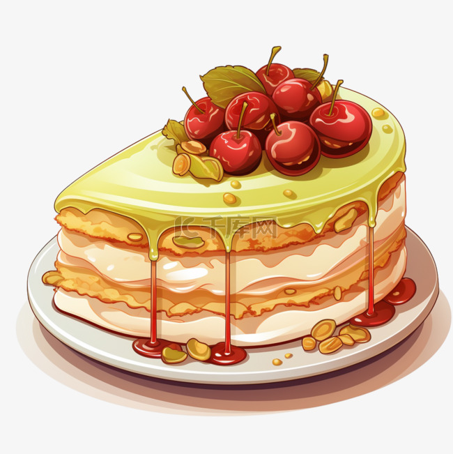 卡通扁平风格蛋糕甜点特色美食美