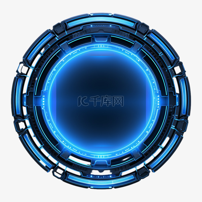科技边框蓝色圆环科幻AI元素立