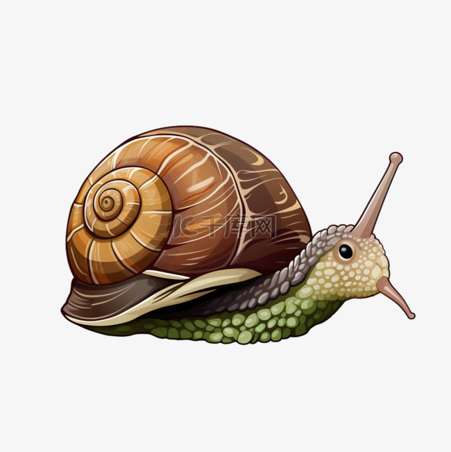 卡通扁平蜗牛动物手绘活体大蜗牛