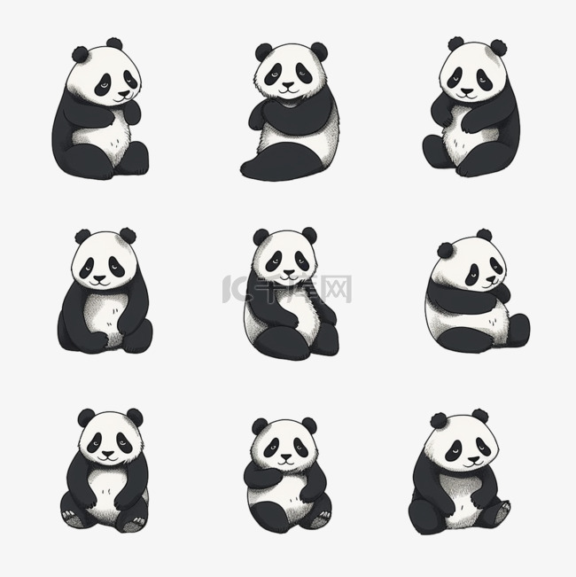可爱熊猫胖乎乎萌宠动物国宝卡通