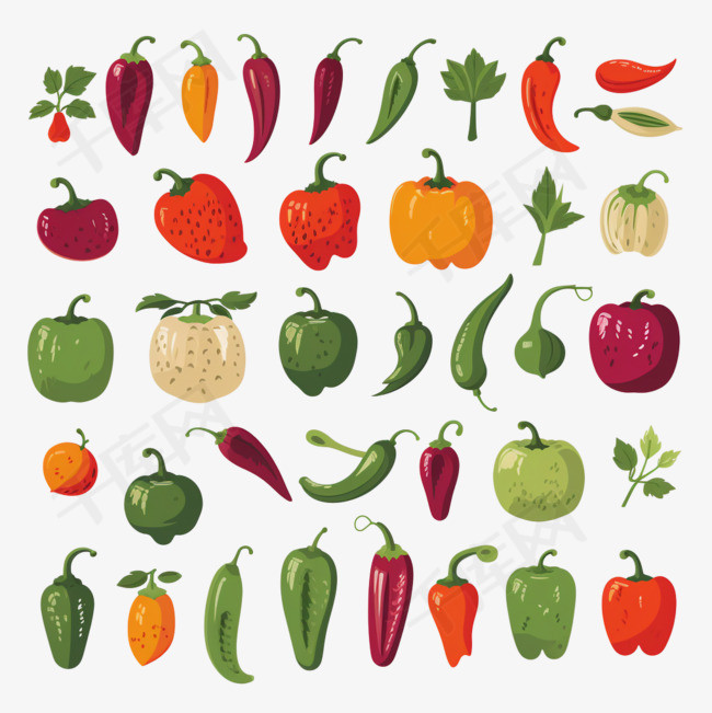 五颜六色的手绘蔬菜水果2