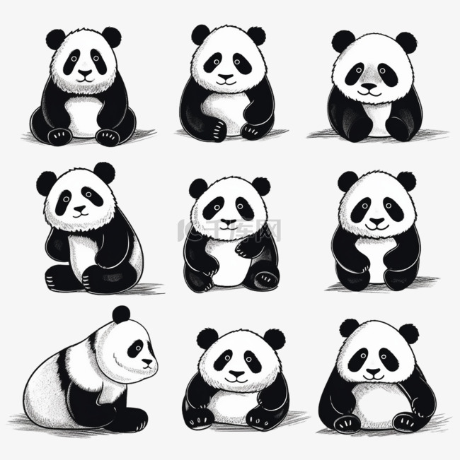 可爱熊猫萌宠胖乎乎动物国宝卡通