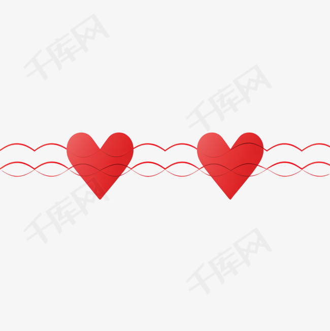 两条红色和字形的心电图线1