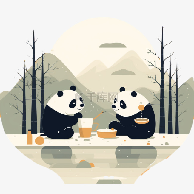 可爱熊猫萌宠动物国宝开心卡通