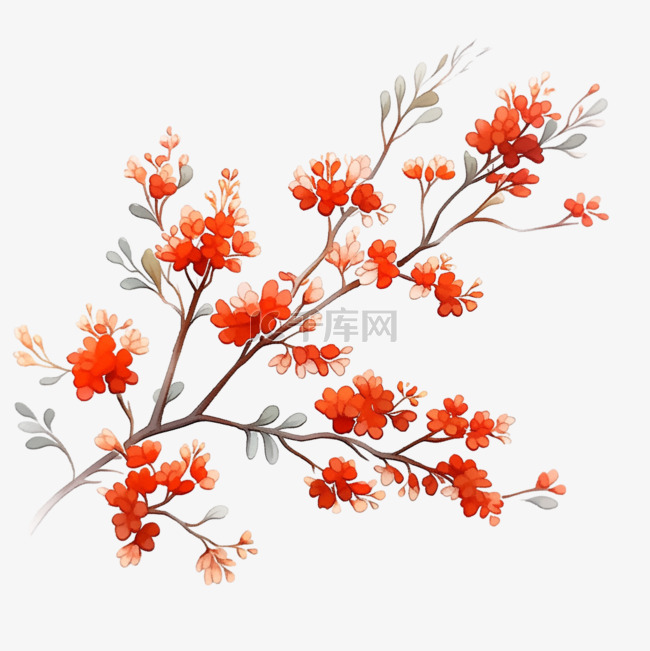 秋天山楂树元素手绘