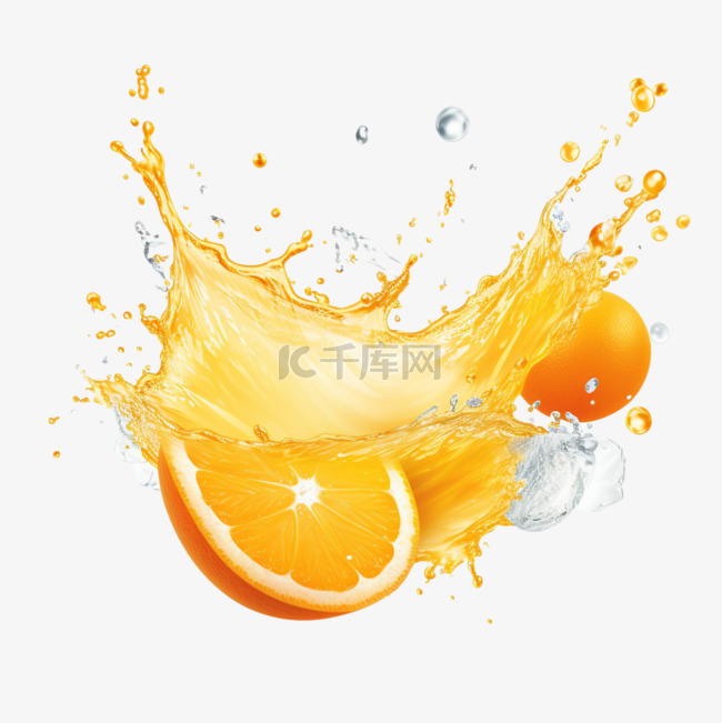 橙子橙汁果汁合成水果AI元素立
