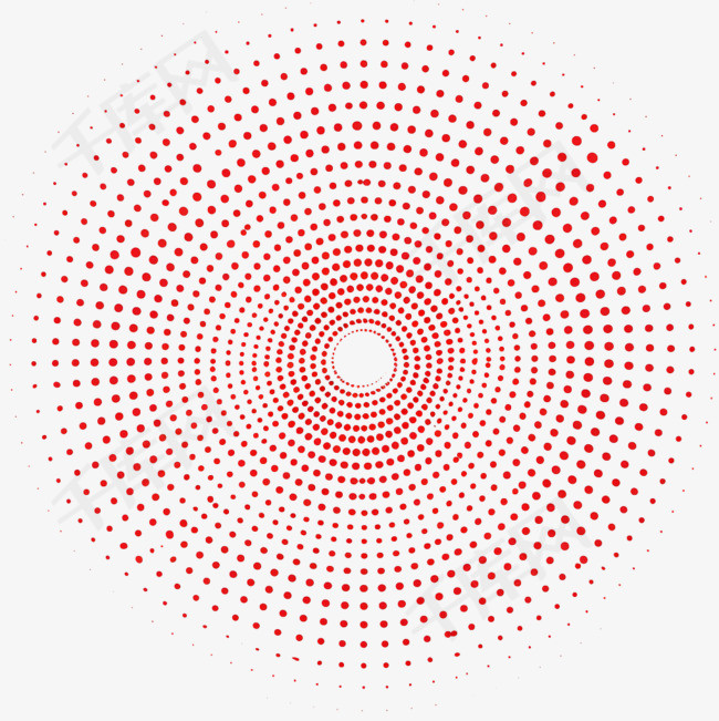 不同大小圆的红色半色调网点图案