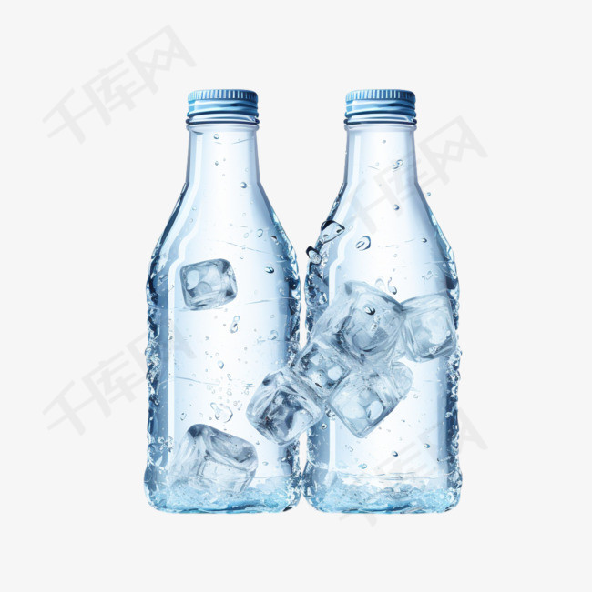 逼真的矿泉水海报，由品牌塑料瓶