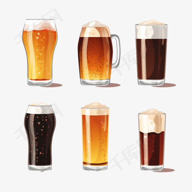 六款啤酒饮料套装图标