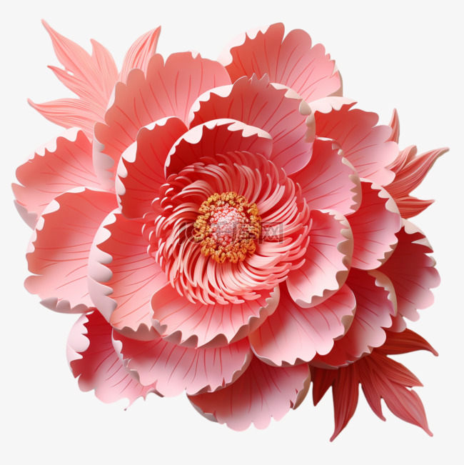 3D立体国庆节牡丹花装饰花朵节