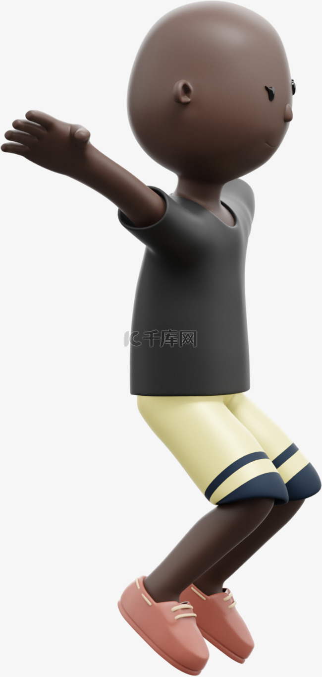 3D黑人女性优雅起飞姿势素材图片免费下载-千库网