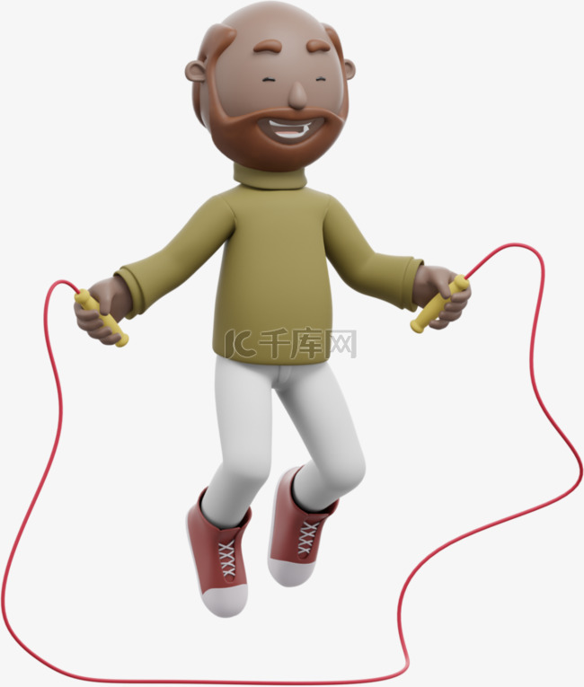 3D黑人男性跳绳形象男人帅气运