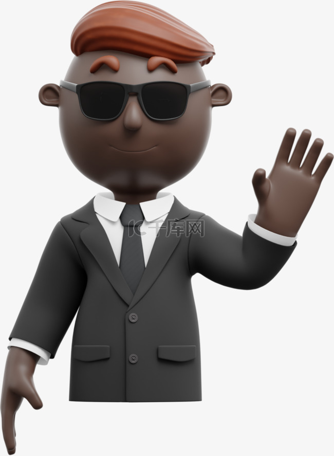 3D黑人男性帅气举手打招呼