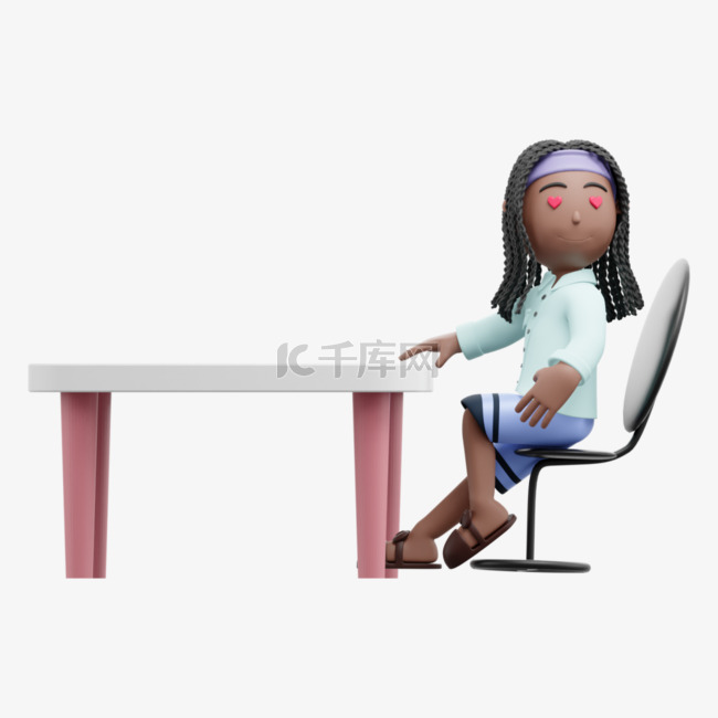 3D漂亮商务女性的坐姿形象