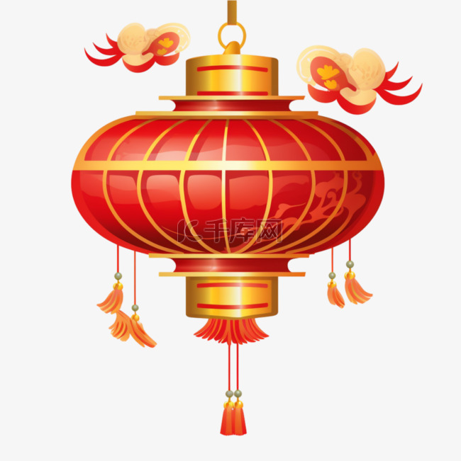 国风工笔画灯笼插画元素素材图片免费下载-千库网
