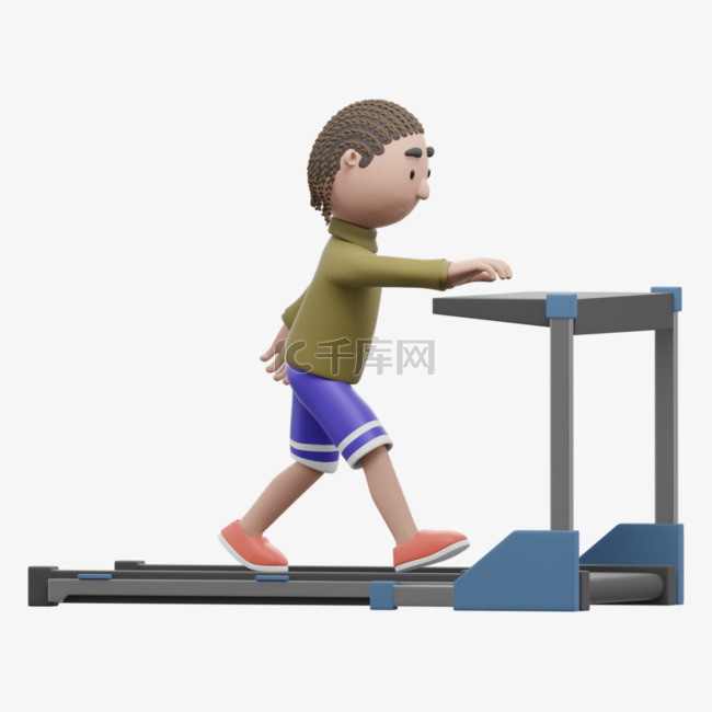 帅气跑步机3D白人男性运动形象