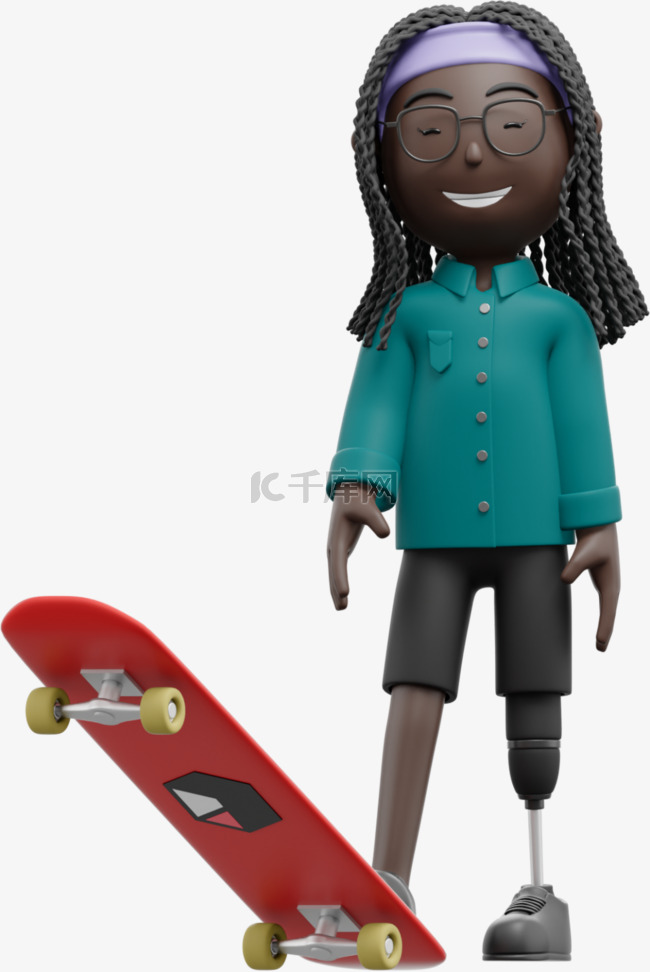 滑板女神黑人女性展示炫酷姿势的