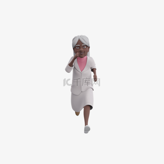 3D黑人老太太的奔跑姿态形象