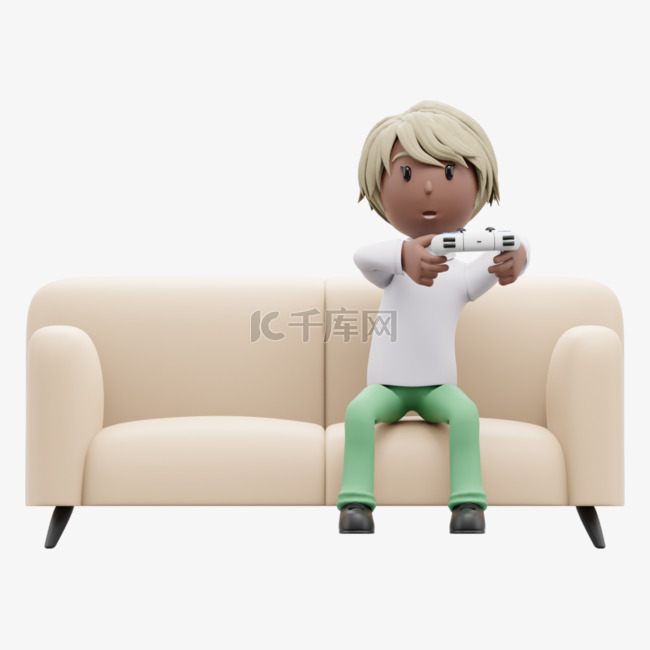 3D游戏中的漂亮女人坐在沙发上