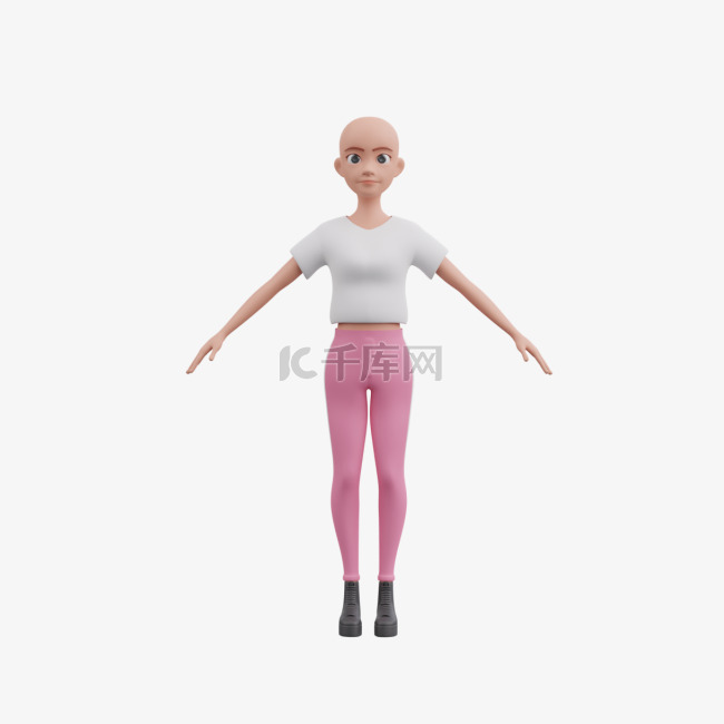 白人女性帅气站姿3D形象
