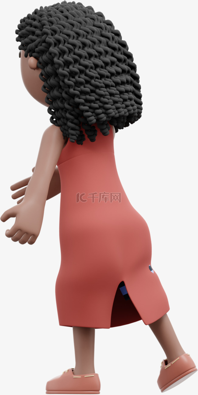 3D棕色女性走路形象关键词3D