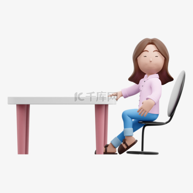 漂亮的3D商务女性坐姿优雅