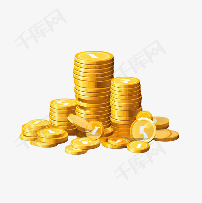 金币和钞票3d卡通风格的图标。