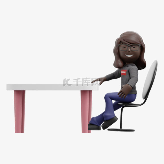 黑人女性坐姿形象动作商务办公上