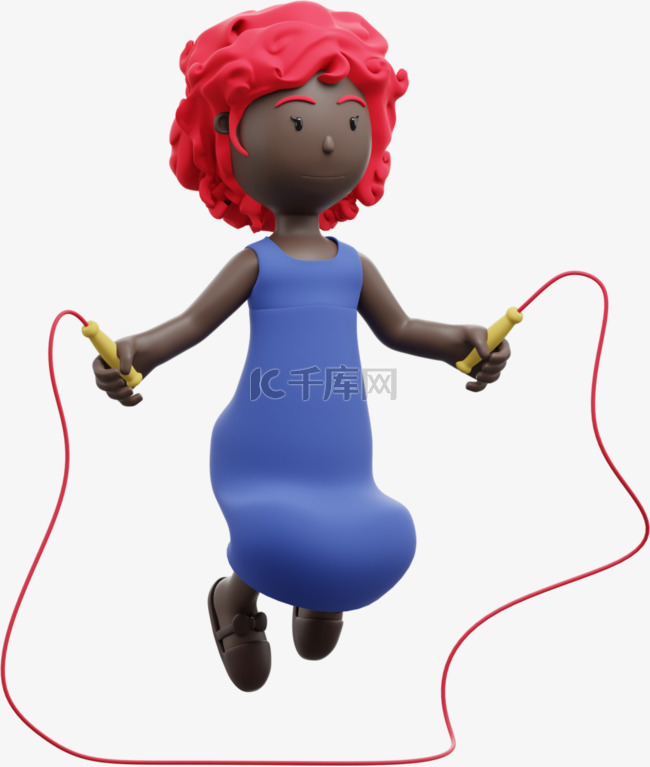 黑人女性跳绳姿势动作元素动感运
