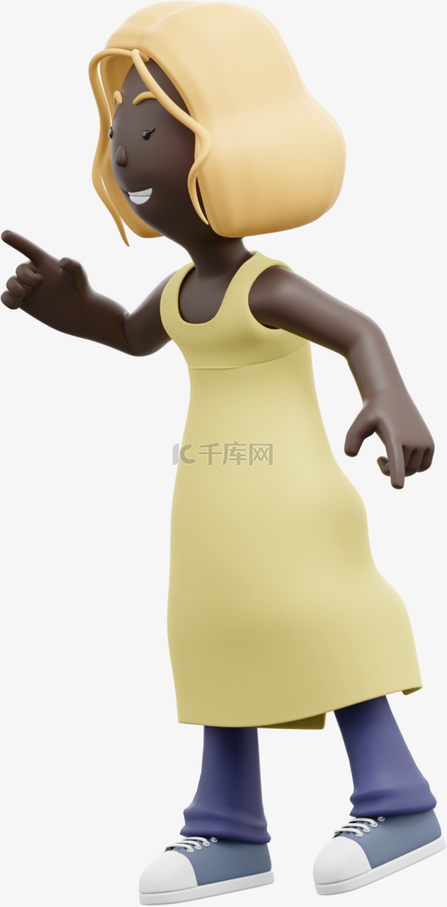 3D黑人女性骂人形象