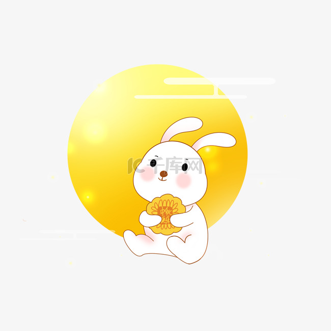 中秋节赏月吃月饼玉兔