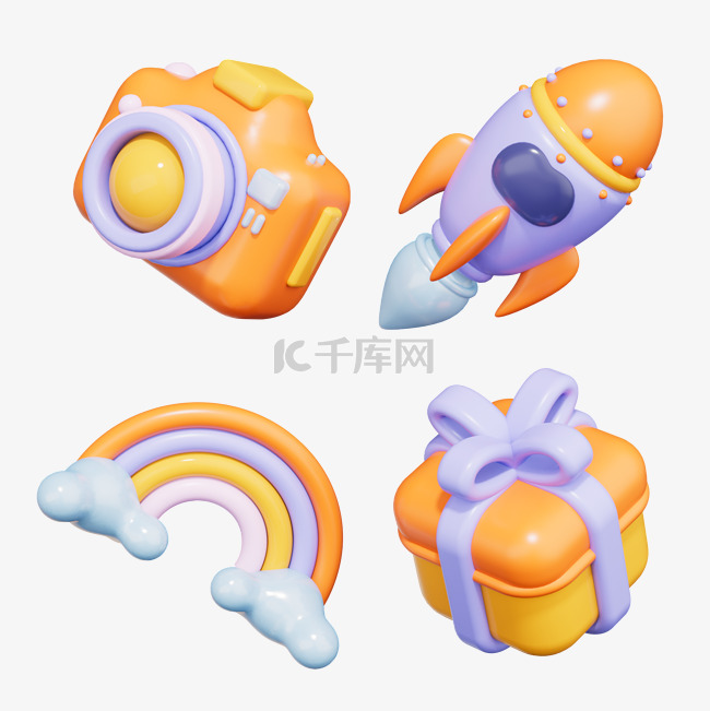 3D立体C4D膨胀风气球标签