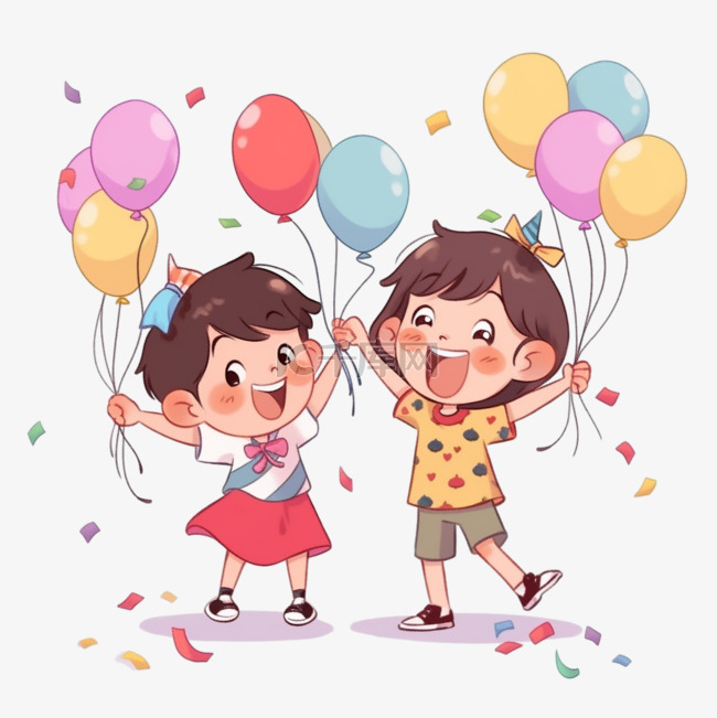 国庆节孩子们庆祝卡通元素