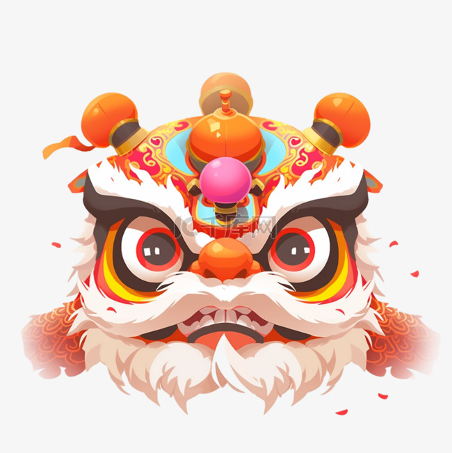 中国风卡通手绘春节装饰舞狮2