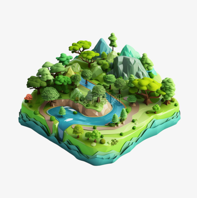 自然山水河流模型游戏免扣元素装