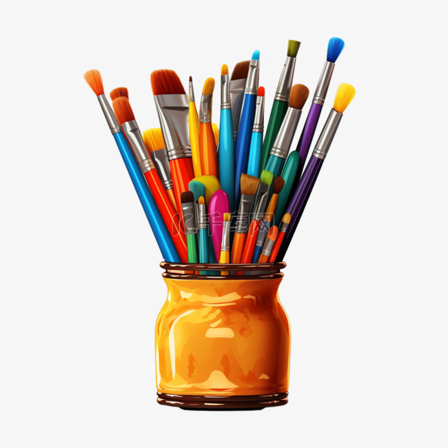 彩色画笔笔刷笔筒免扣元素装饰素