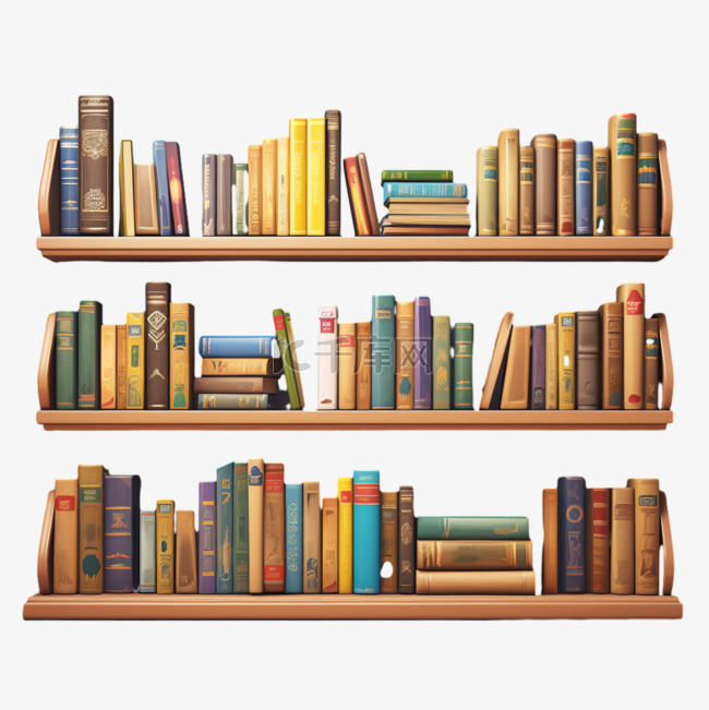 书本木头书架书柜免扣元素装饰素