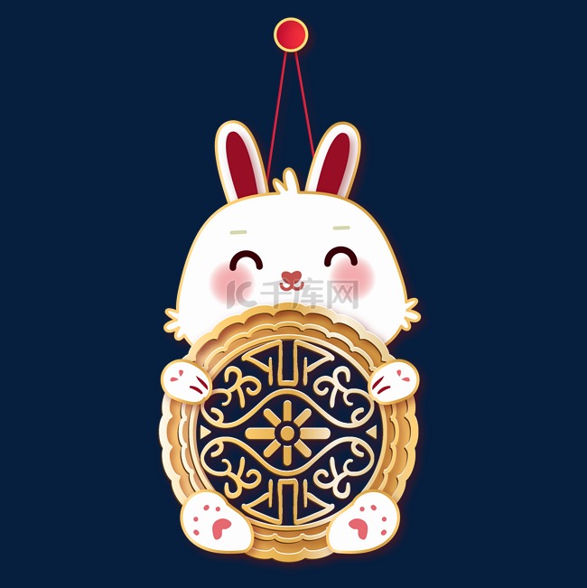 中秋节兔子灯笼剪纸装饰挂饰