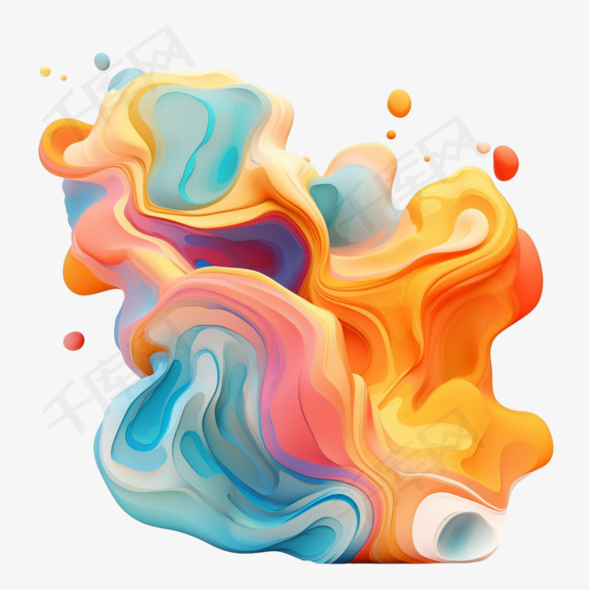 抽象彩色现代纹理流体液体造型3