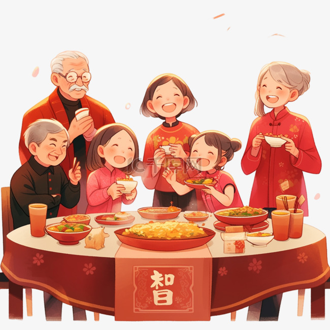 春节除夕元宵节家人吃团圆饭36