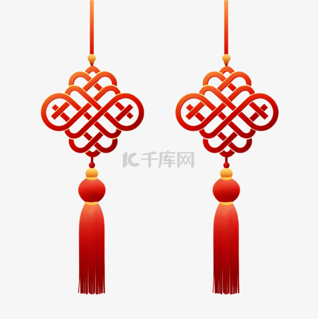 中国风国潮红色中国结新年节日喜