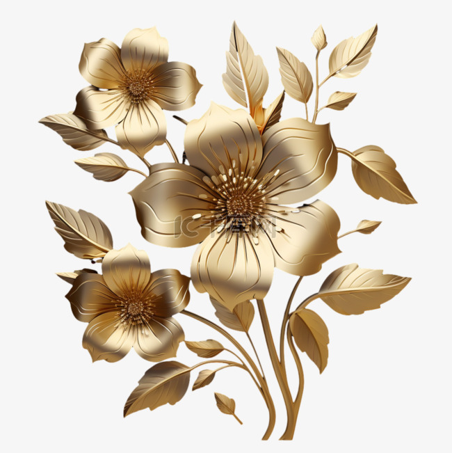 黑金漂亮花朵免扣元素装饰素材