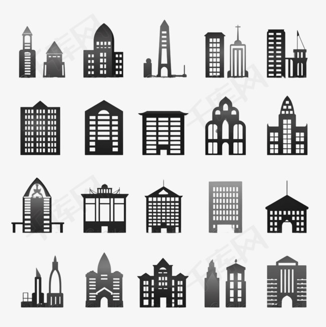 建筑物图标和办公室图标集素材图片免费下载-千库网