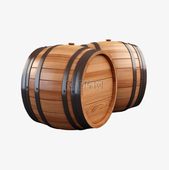 木头木桶酒桶免扣元素装饰素材