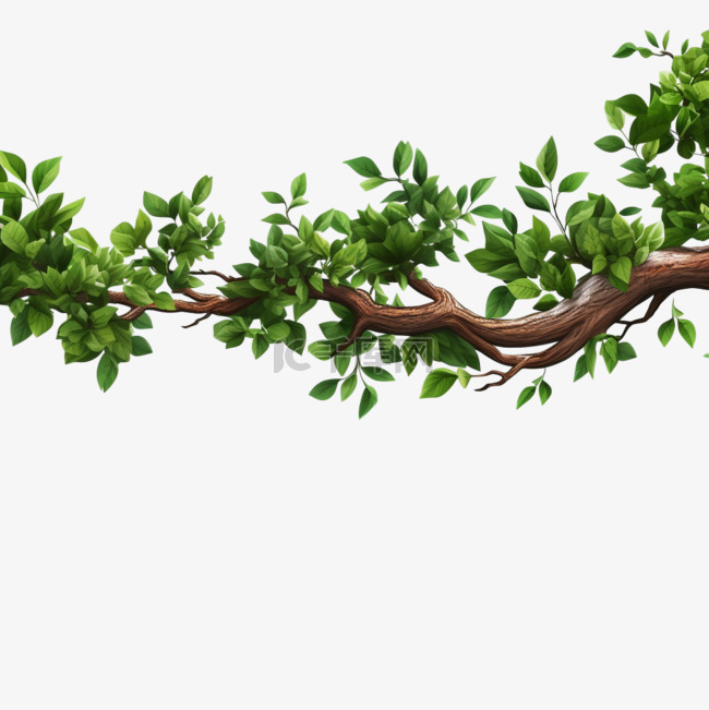 叶子3d树藤植物免扣元素装饰素材