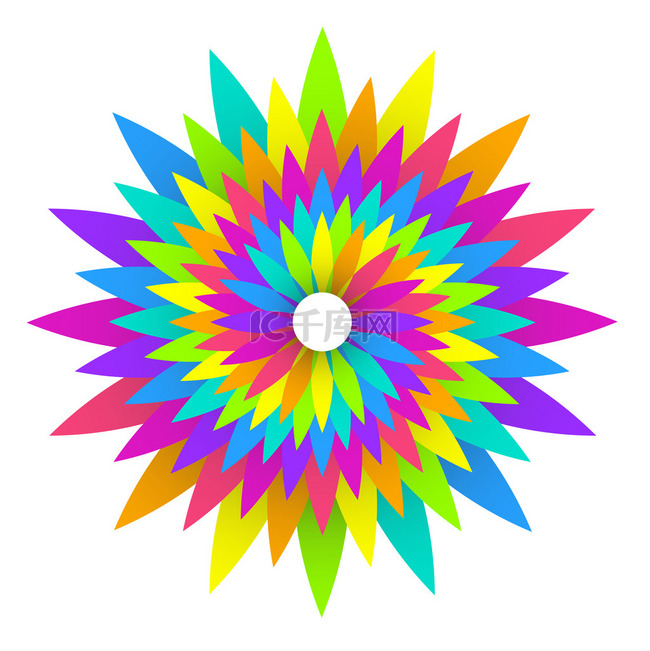 抽象几何彩虹花 logo 设计