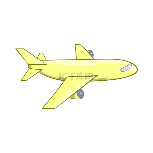客运飞机图标，卡通风格