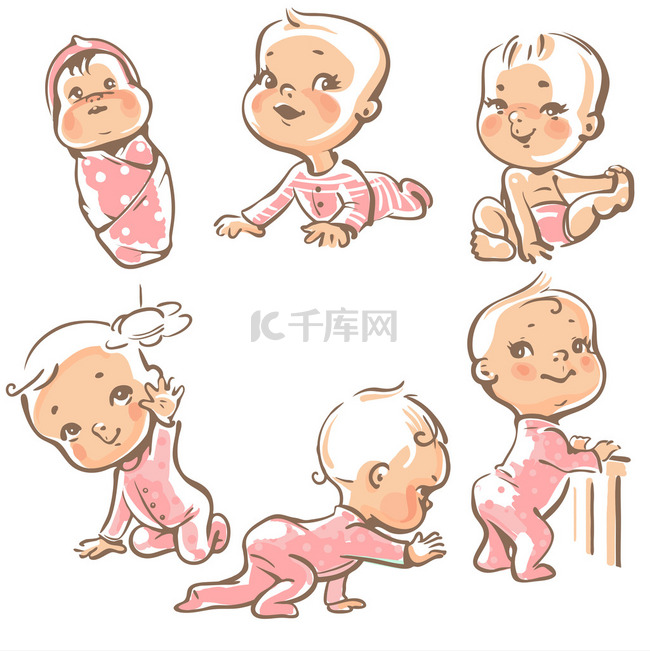可爱的宝宝，在粉色的衣服.